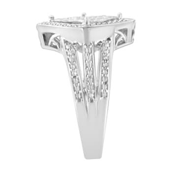 Sterling Silver 2/5ctw Princess Cut Diamond Cluster Composite Ring (H-I
Color, SI1-SI2 Clarity)