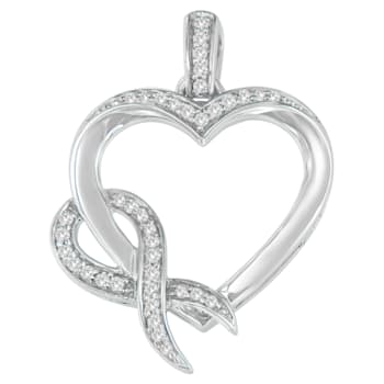 Sterling Silver 1/6ctw Diamond Heart Pendant w\chain (H-I, I1-I2)