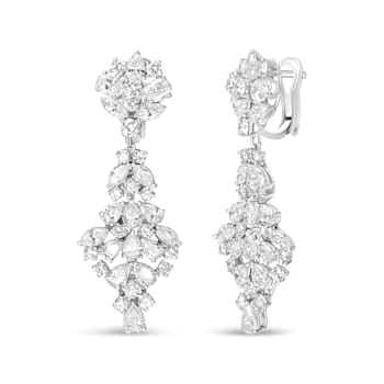 18K White Gold 9 1/2 Cttw Diamond Cluster Drop Dangle Earrings (F-G
Color, VS1-VS2 Clarity)