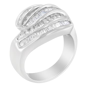 14K White Gold Diamond Bypass Band Ring (1.0ctw, H-I Color, SI1-SI2 Clarity)