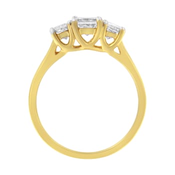 10K Yellow Gold Princess-Cut Diamond Three Stone Band Ring (1.0ctw, J-K
Color, I1-I2 Clarity)