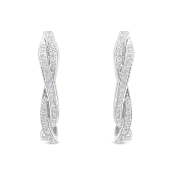 Sterling-Silver Diamond Hoop Earring 0.75ctw