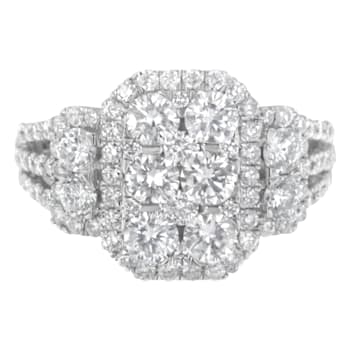 14K White Gold 2 1/4ctw Diamond Cocktail Cluster Ring (G-H Color, SI2-I1
Clarity) - Size 7