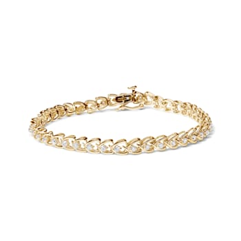 14K Yellow Gold Over Sterling Silver 1.0ctw Diamond C-Shaped Link
Bracelet (I-J Color, I3 Clarity)