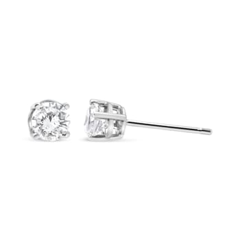 14K White Gold 3/4ctw Lab Grown Diamond 4-Prong Classic Stud Earrings
