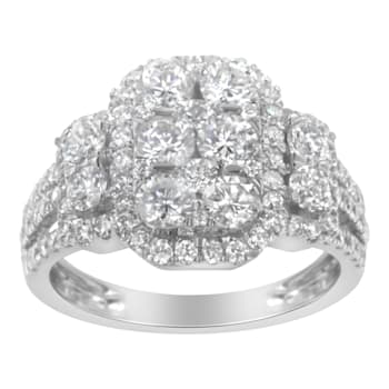 14K White Gold 2 1/4ctw Diamond Cocktail Cluster Ring (G-H Color, SI2-I1
Clarity) - Size 7