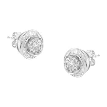 Sterling Silver .75ctw Mixed Diamond Love Knot Stud Earring (I-J Color,
I2-I3 Clarity)