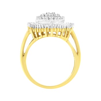 10K Yellow Gold 1.0ctw Mixed Cut Diamond Oval Shaped Cluster Ring (I-J
Color, I1-I2 Clarity)