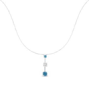 14K White Gold 1 1/2ctw White and Treated Blue Diamond Pendant With
Chain(H-I, I1-I2)