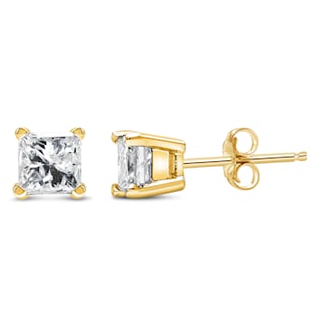 IGI Certified 14k Yellow Gold 1/2 cttw Princess-Cut Solitaire Diamond
Push Back Stud Earrings