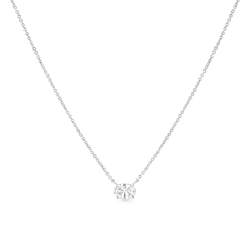 0.50ctw Oval Lab Grown Diamond Solitaire 14K White Gold Pendant with Chain