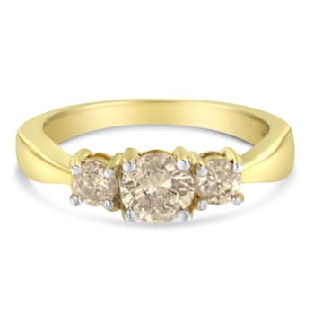 10K Yellow Gold Three Stone Diamond Band Ring (1.00 cttw, J-K Color,
I2-I3 Clarity)