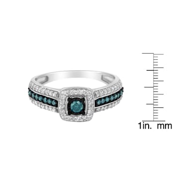 Sterling Silver Blue Miracle-Set Diamond Engagement Ring (1/2 Cttw, J-K
Color, I1-I2 Clarity)