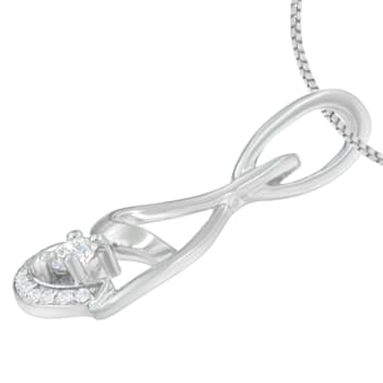 10K White Gold Espira 1/4ctw Round Cut Diamond Spiral Link Pendant With
Chain(H-I, I1-I2)
