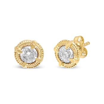 14K Yellow Gold Over Sterling Silver 1-1/2ctw Round Diamond Solitaire
Stud Earrings