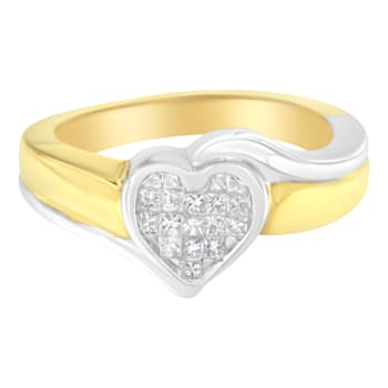 14K Two-Toned Gold Princess-Cut Diamond Heart Promise Ring (1/4 Cttw,
H-I Color, I1-I2 Clarity)