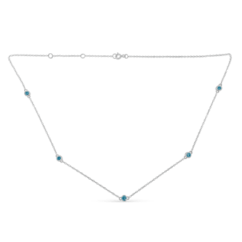 Sterling Silver Treated Diamond Station Necklace (1/2 cttw, Blue Color,
I2-I3 Clarity)