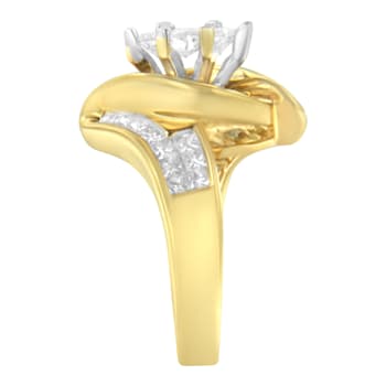 14K Yellow Gold Mixed Cut Diamond Marquise Shaped Ring (1 1/4ctw, G-H
Color, SI1-SI2 Clarity)