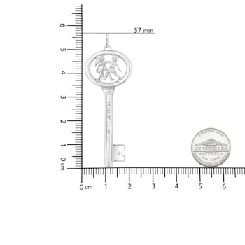 .925 Sterling Silver Diamond Accent Zodiac Key Pendant Necklace