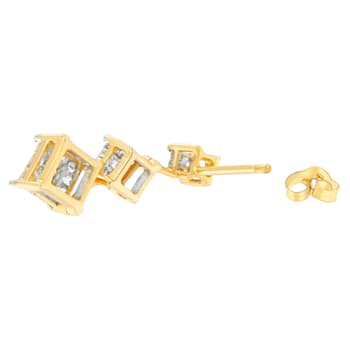 14K Yellow Gold 1.0ctw Princess Cut Diamond Earrings