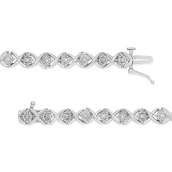 Sterling Silver .25ctw Round-Cut Diamond "X" Link Bracelet