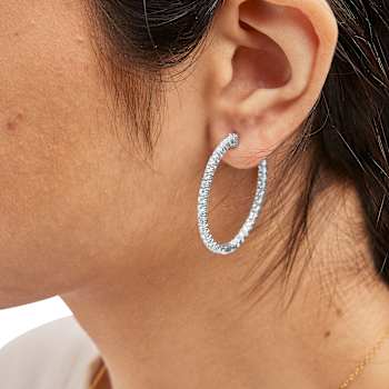 14K White Gold 1 3/4 Cttw Lab Grown Diamond Inside Out Hoop Earrings
(G-H Color, VS2-SI1 Clarity)