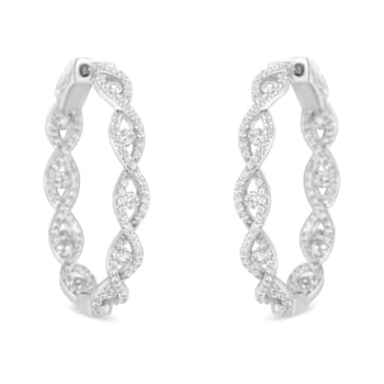 10K White Gold Diamond Hoop Earrings 1 1/2ctw