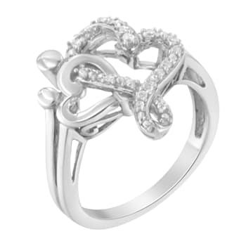 Sterling Silver Diamond Heart and Music Note Ring (1/10 Cttw, H-I Color,
I3 Clarity)