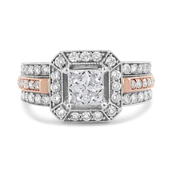14K Two-tone Gold 1 1/8ctw Mixed Shapes Diamond Triple Shank Ring (I-J
Color, SI2-I1 Clarity)