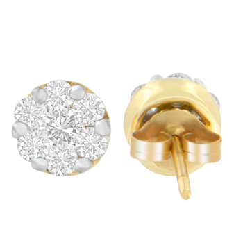 14K Yellow Gold 3/4ctw Round Cut Diamond Stud Earrings