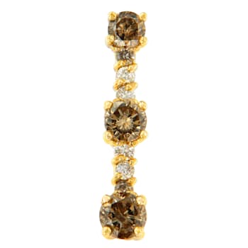 14K Yellow Gold 1ctw White and Champagne Round Cut Diamond Drop Pendant
w/chain(I-J, I1-I2)