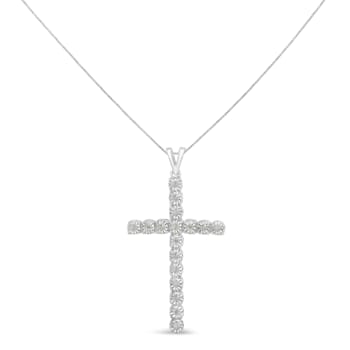 1/4ctw Diamond Cross Unisex Sterling Silver Pendant Necklace with
18" Chain
