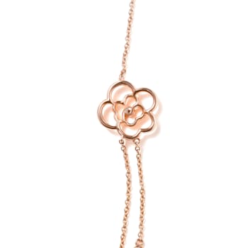 18K Rose Gold 1/2 Cttw Diamond and Freshwater Pearl Double Strand
Station Necklace