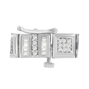 10K White Gold 2.0ctw Round and Baguette Cut Diamond Bracelet