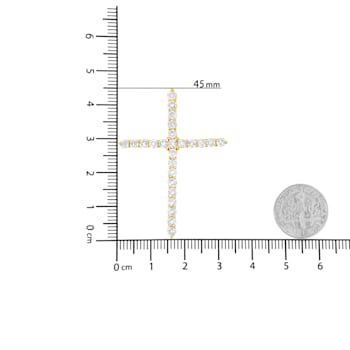 10K Yellow Gold 2.0ctw Round Diamond Cross Pendant with Box Chain (J-K
Color, I2-I3 Clarity) - 18"