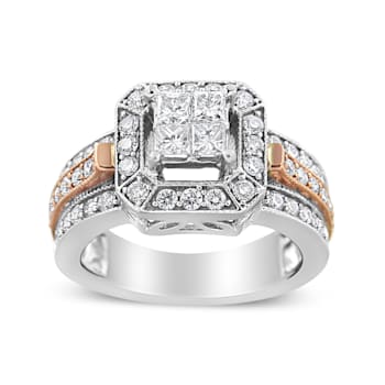 14K Two-tone Gold 1 1/8ctw Mixed Shapes Diamond Triple Shank Ring (I-J
Color, SI2-I1 Clarity)