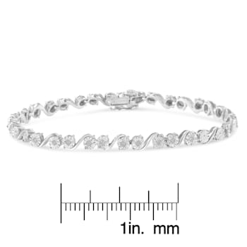 Sterling Silver 1/10ct TDW Diamond Link Bracelet (I-J,I3-Promo) - 7.25"