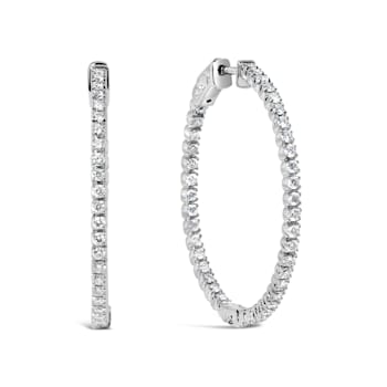 14K White Gold 1 1/2 Cttw Lab Grown Diamond Inside Out Hoop Earrings
(G-H Color, VS2-SI1 Clarity)