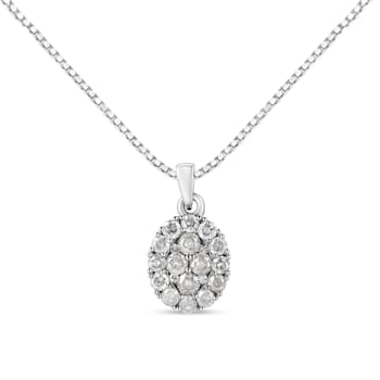 Sterling Silver 1 1/2ctw Diamond Oval Cluster Pendant w\chain(I-J Color,
I2-I3 Clarity) - 18"