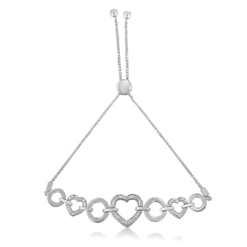 Sterling Silver Diamond Accent 4”-10” Adjustable Bolo Tennis Bracelet
(H-I, I2-I3)