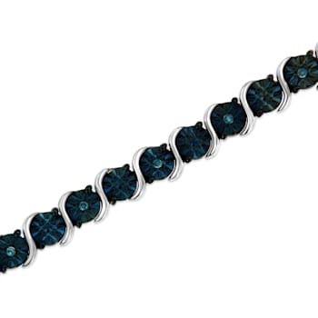 Sterling Silver .10ctw Miracle-Set Blue Color Diamond Miracle Plate
"S" Link Tennis Bracelet