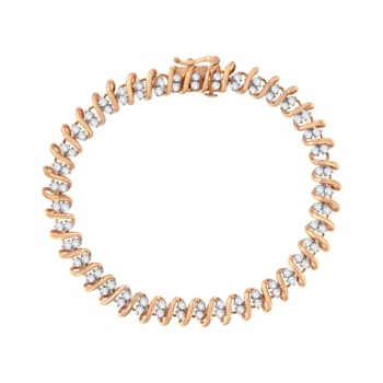 14K Rose Gold Over Sterling Silver 2.0ctw Diamond S Link Tennis Bracelet