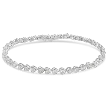 Sterling Silver .25ctw Diamond Heart Tennis Link Bracelet