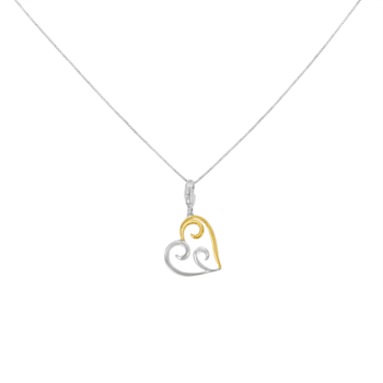 10K Yellow Gold Over Sterling Silver Heart Necklace