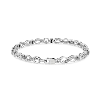 0.16ctw Diamond Accent Infinity Sterling Silver Tennis Bracelet