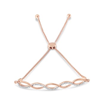 Diamond Infinity 14K Rose Gold Over Sterling Silver Bolo Bracelet