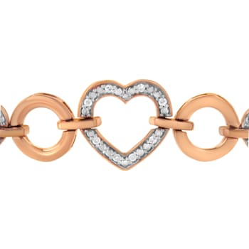 10K Rose Gold Over Sterling Silver .10ctw Round-Cut Diamond Heart Link
Adjustable Bolo Bracelet