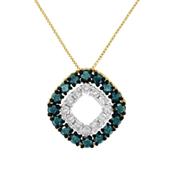 14K Yellow Gold Over Sterling Silver 1/2ctw Diamond Pendant
w\chain(Blue, Yellow, I2-I3 Clarity)