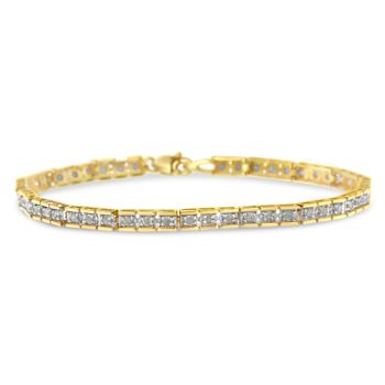 10K Yellow Gold Over Sterling Silver 1.0ctw Diamond Square Hybrid Link
7" Tennis Bracelet