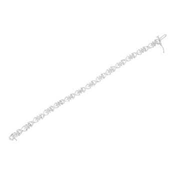 Rhodium Over Sterling Silver 2 1/4 Cttw Diamond Link Bracelet